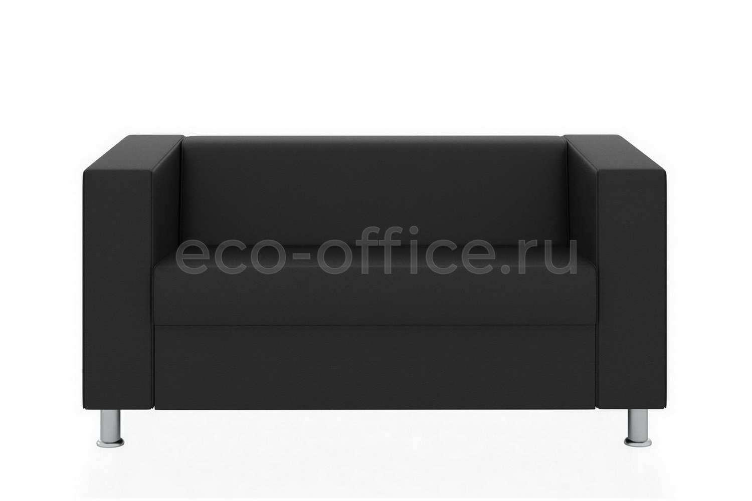 Двухместный диван АПОЛЛО экокожа Euroline 9100 Чёрный  стоимость