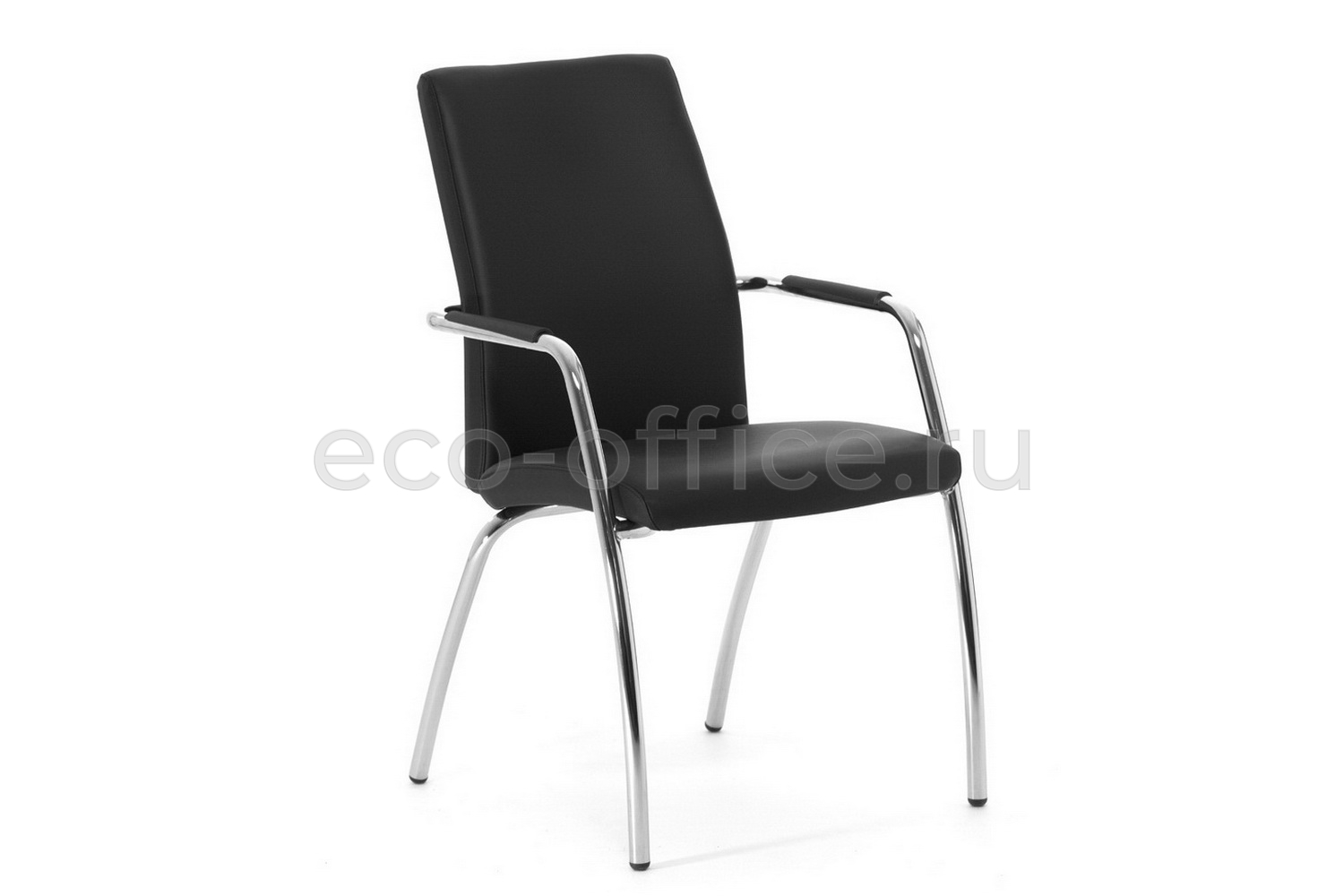 Конференц-кресло Profoffice WELL SEAT на 4 опорах Чёрная экокожа купить в Казани