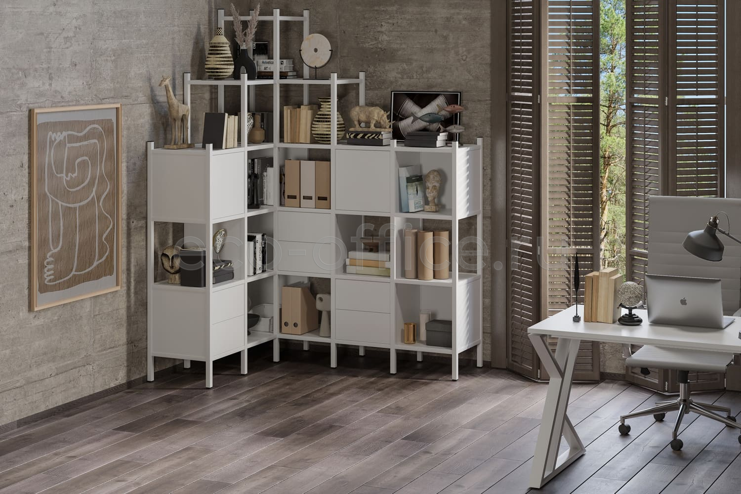 Кабинет руководителя LOFT Белый Бриллиант / Белый металл  стоимость