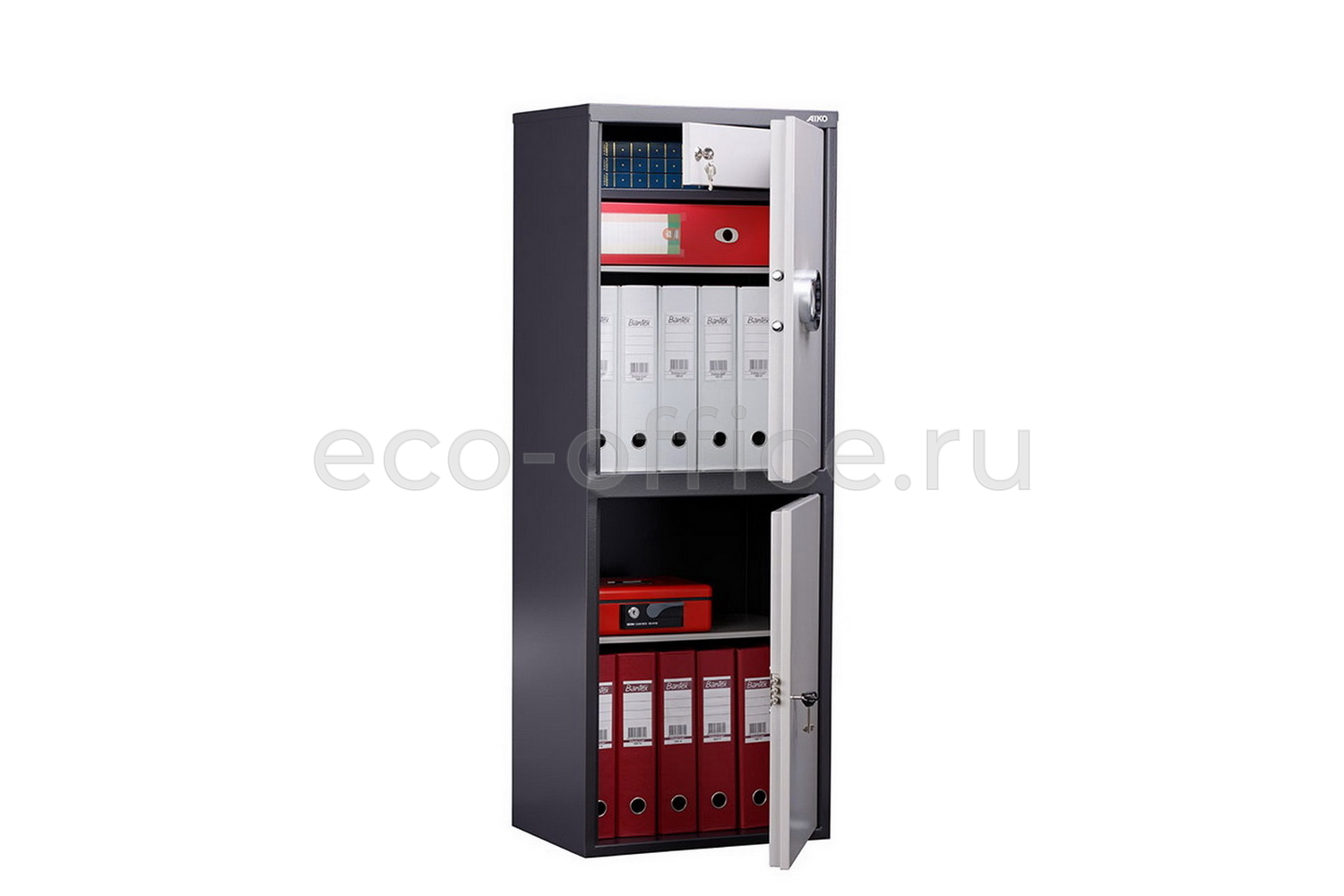 Шкаф бухгалтерский AIKO SL-125/2T EL Графит (RAL 7024) / Светло-серый (RAL 7038)  стоимость