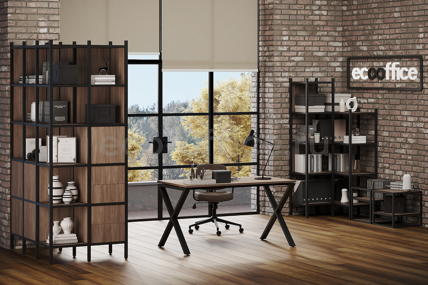 Кабинет руководителя LOFT Дуб Аризона / Чёрный металл купить в Казани