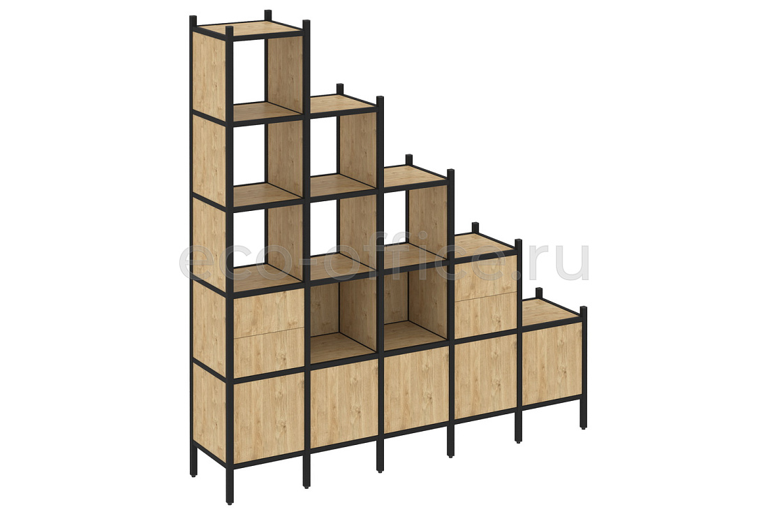 Комплект наборного стеллажа LOFT VR.L-23 Тиквуд Светлый / Чёрный металл  стоимость