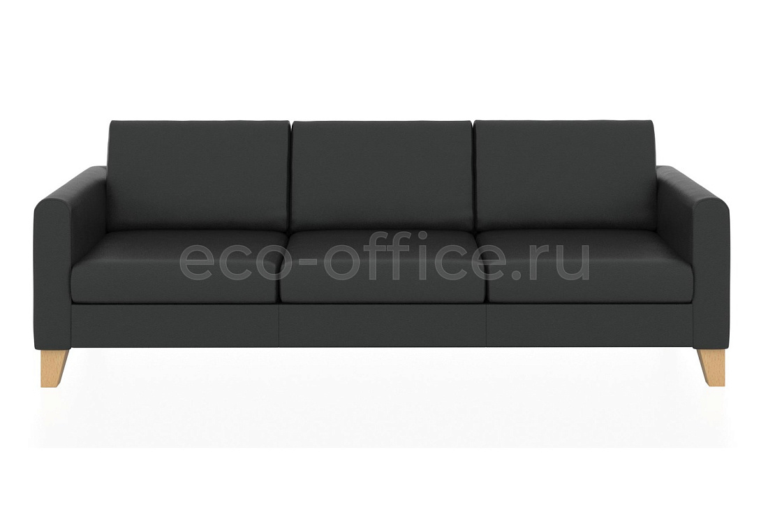 Трехместный диван БЕРГЕН экокожа Euroline 9100 Чёрный купить в Казани