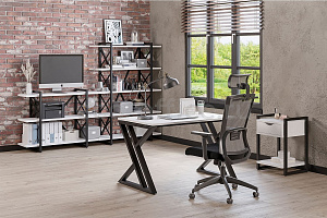 Кабинет руководителя LOFT Белый Бриллиант / Чёрный металл фото