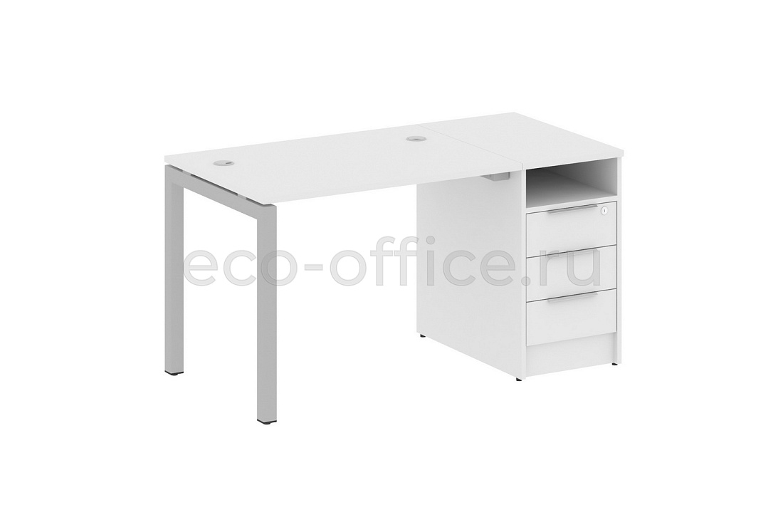 Рабочая станция с опорной тумбой METAL SYSTEM QUATTRO 5x5 50БП.РС-СТП-1.1 Белый / Серый металл купить в Казани
