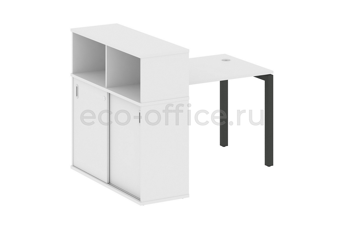 Стол письменный с опорным шкафом-купе METAL SYSTEM QUATTRO 5x5 50БП.РС-СШК-3.1 Белый / Антрацит металл купить в Казани