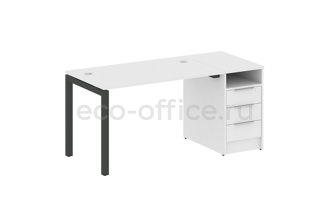 Рабочая станция с опорной тумбой METAL SYSTEM QUATTRO 5x5 50БП.РС-СТП-1.2 Белый / Антрацит металл купить в Казани