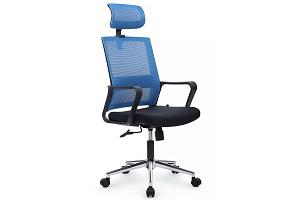 Кресло RV Chair MINT M1029HBE Синяя сетка / Чёрная ткань фото