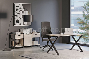 Кабинет руководителя LOFT Дуб Аттик / Чёрный металл фото